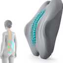 Lumbar Support Pillow, Back Support Pillow for Chair, Memory Foam Car Seat Back Pillows for Back Pain Relief, Ergonomic Design, Perfect for Home Office Desk Chairs,Plane-No Vibrating Version (Grey)