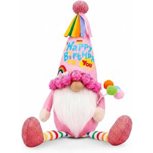 Happy Birthday Decorations - Funny Birthday Gifts for Women, Her, Mom, Girls, Women Friendship, Sister, Wife, Mother, Grandma, Boss Who Have Everything - Pink Gnomes Doll Decor for Table Centerpieces