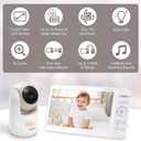 VTech Baby Monitor No WiFi, 7" IPS Screen, 5000mAh 12Hr Battery, 360° Pan Tilt Zoom, Night Vision, Multi-Color Night Light, 2-Way Talk| Advanced Max Tan
