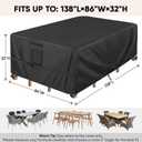 BALEINE Patio Furniture Covers, Outdoor Furniture Covers Waterproof, Heavy Duty Oxford Patio Table Cover for Outdoor Table, Chair, Sofa, Desk (Black, 138"L x 86"W x 32"H)