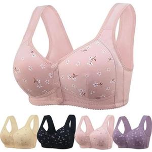 Daisy Bras for Older Women No Underwire Front Closure Comfort Senior Wireless Snap Closing Bra 44C