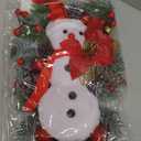 20" Christmas Teardrop Swags Snowman Wreaths Decorations with Poinsettia Red Berries Pinecone Ball Ornaments Artificial Pine Needles for Winter Front Door Indoor Outdoor Window Decor