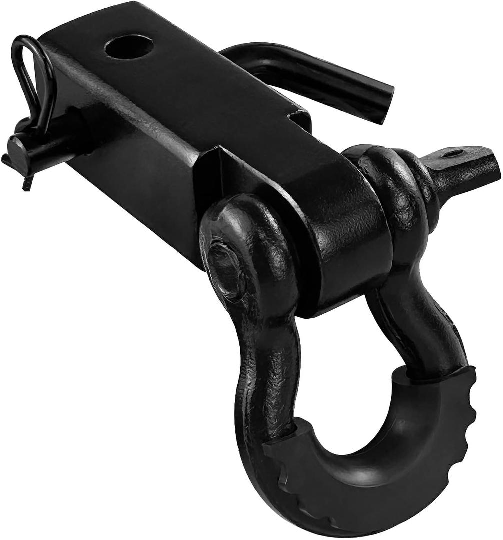 YIYITOOLS 2" Tow Hitch Receiver with 5/8" Screw Pin,3/4 Shackle,45000Lbs Break Strength Heavy Duty Receiver Kit Fit for Vehicle Recovery Off-Road