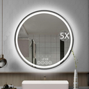 Msrorriw 28 Inch Wall-Mounted Round Bathroom Mirror with LED-Lights - Frame Vanity Mirrors (28" x 28", Black)