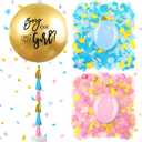 Syhood Jumbo Gender Reveal Balloon Pop Kit with 36 Inch Boy or Girl and 5 Inch Blue Pink Balloons Heart Shaped Confetti Tassels Stand for Baby Shower Party Supplies Decorations (Gold)