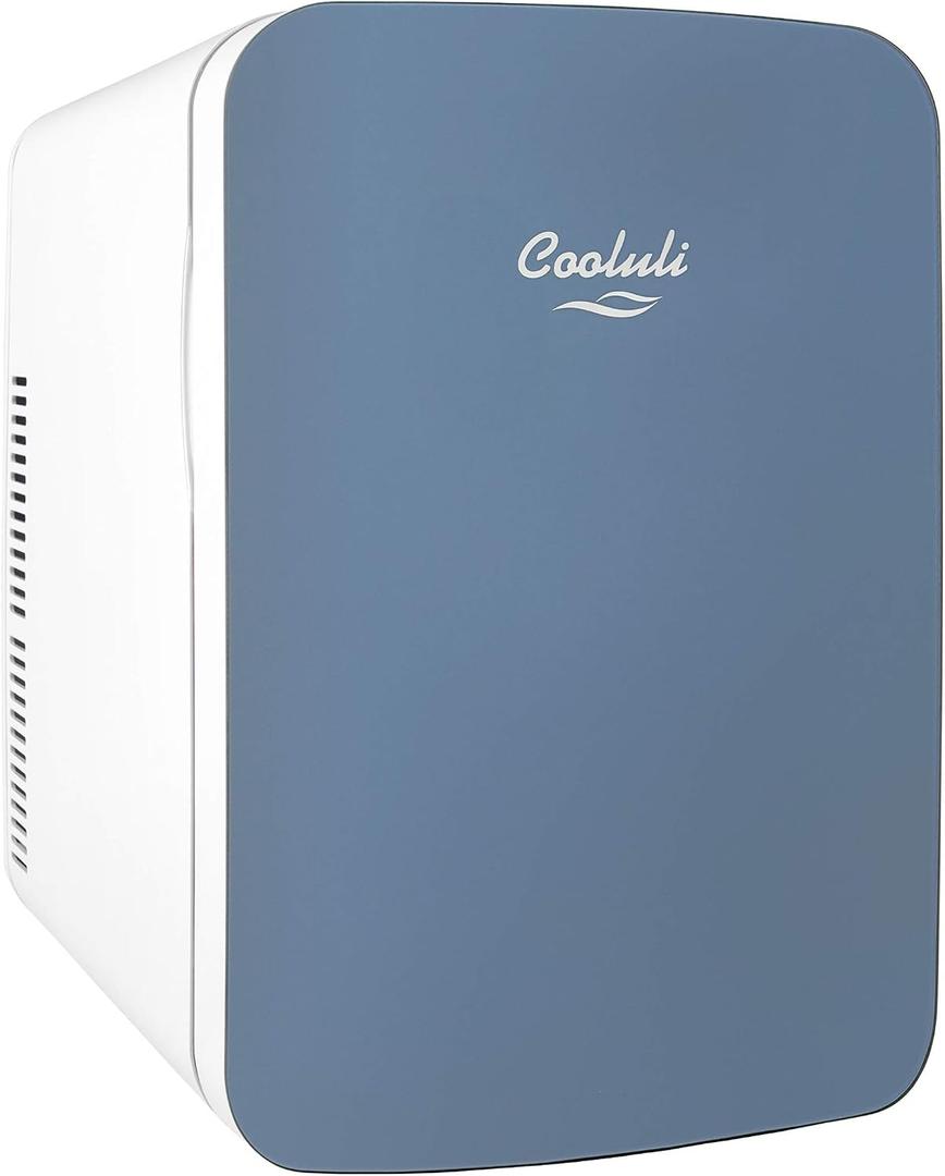 Cooluli 15L Mini Fridge for Bedroom - Car, Office Desk & College Dorm Room - 12v Portable Cooler & Warmer for Food, Drinks, Skincare, Beauty & Makeup - AC/DC Small Refrigerator with Glass Front, Gold,15 Liter