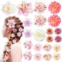 21 PCS Flowers Hair Accessories for Women and Girls Boho Hair Barrettes Clips Floral Rose Bride Headpiece for Wedding Festival