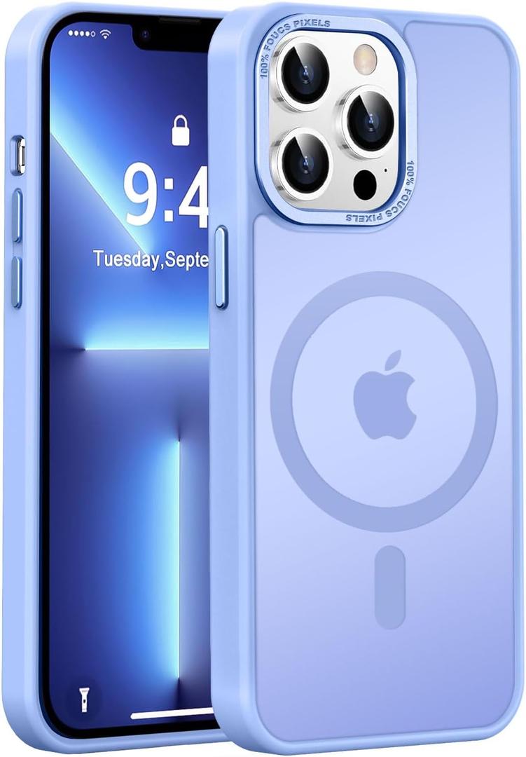 Newfuture Designed for iPhone 13 Pro Max Case with Magnetic [13 FT Military Drop Protection] [Compatible with Magsafe] Slim Translucent Matte Shockproof with Anti-Fingerprint Phone Case, Blue