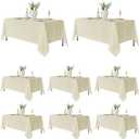 Fitable 8 Pack Rectangle Tablecloths: Stain Resistant Wrinkle Free Fabric Table Clothes, Washable Reusable Polyester Table Covers for Wedding Party Birthday Banquet Reception(Ivory, 60x102 Inch)