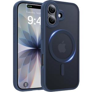 Magnetic for iPhone 17 Case, [Anti-Slip] [Military-Grade Drop Protection] [Camera Protection] Skin-Friendly Slim Translucent Shockproof Protective for iPhone 17 Phone Case, Navy Blue