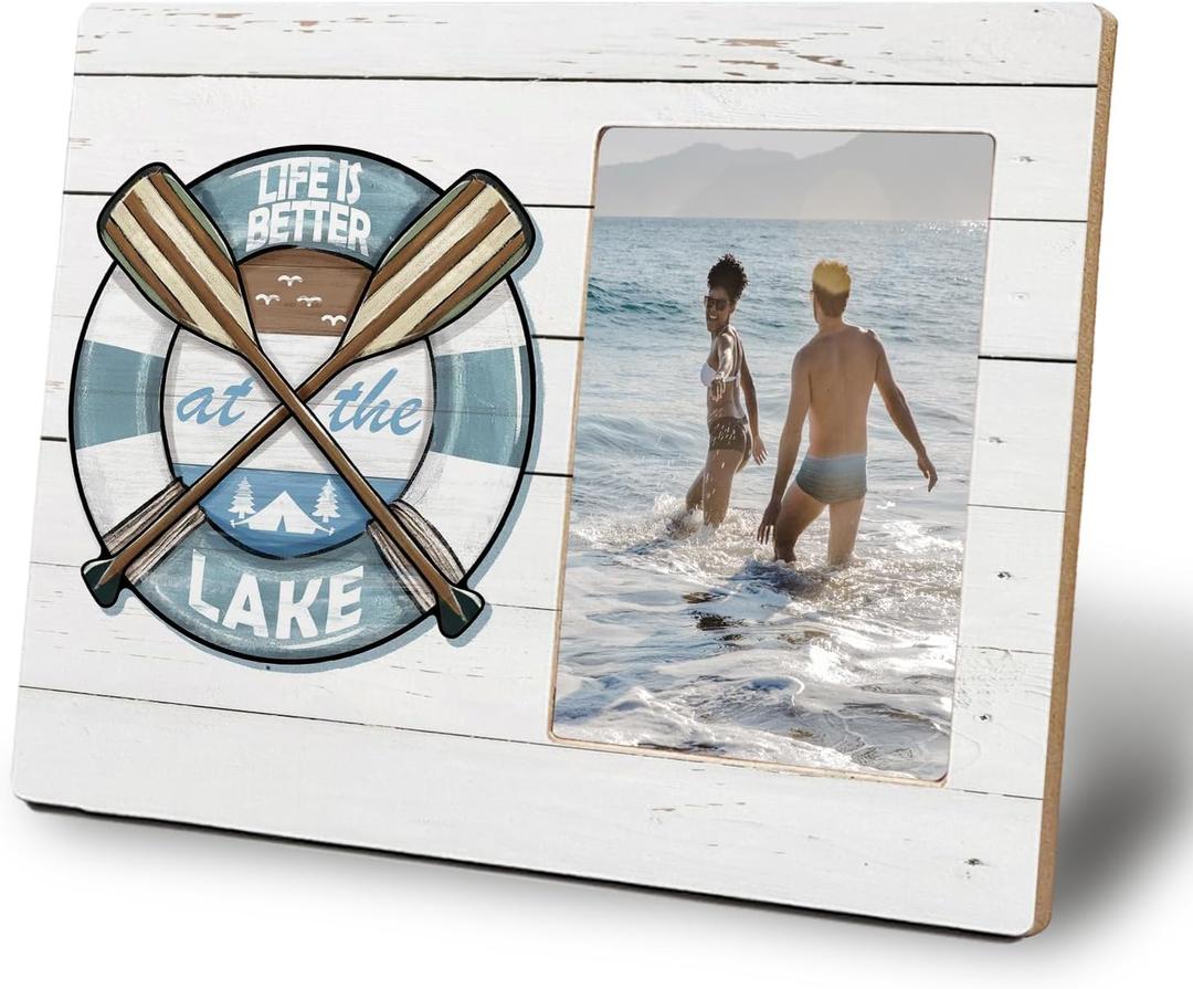 Life is Better at the Lake Picture Frames 4x6, Lake House Decor, Lake House Gifts, Lake House Decor for the Home, Lake Themed Decor, Gifts for Lake Lovers, Nautical Paddle Photo Frame, 338AX