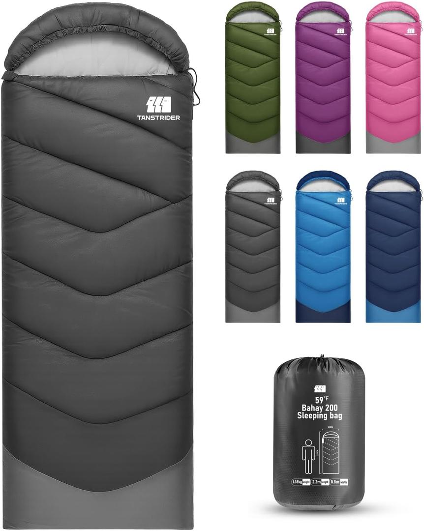 Sleeping Bags for Adults Cold Weather,Portable, Waterproof,Lightweight Sleeping Bag for Tall Girls Boys with Compression Sack for Warm Camping, Hiking, Outdoor & Indoor (3lb-Black)