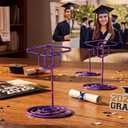 Rtteri 30 Pcs Grad Cap Graduation Picture Display 2 Inch Purple Photo Holders for Centerpieces Graduation Table Number Holders Card Stands for Class of 2026 Grad Party Supplies