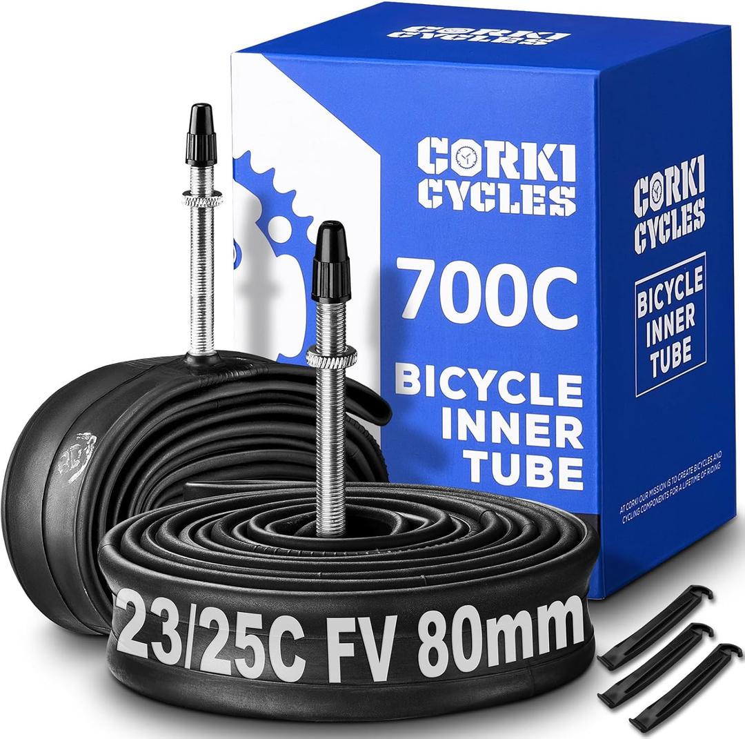 Heavy Duty 700c Bike Tube 700 x 23-25c 28-32c 35-43c Butyl Rubber, 28 Inch Road Bicycle Tire Inner Tube Replacement 2 Pack with Tire Levers