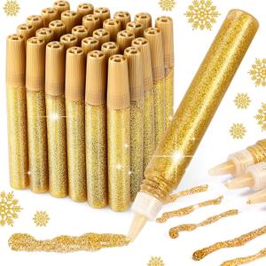Cholemy 30 Pcs Glitter Glue Pens Glitter Stick Set for Crafts Washable Markers Painting Pens for DIY Arts Projects Scrapbooking Holiday Greeting Card Decorating Supplies (Gold)