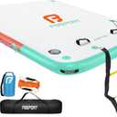 FBSPORT Inflatable Floating Dock,6ft/ 8ft/10ft Swim Air Platform Island Raft Mat with None-Slip Surface,6 Inch Thick PVC Construction,Floating Platform for Pool Beach Ocean (red green)