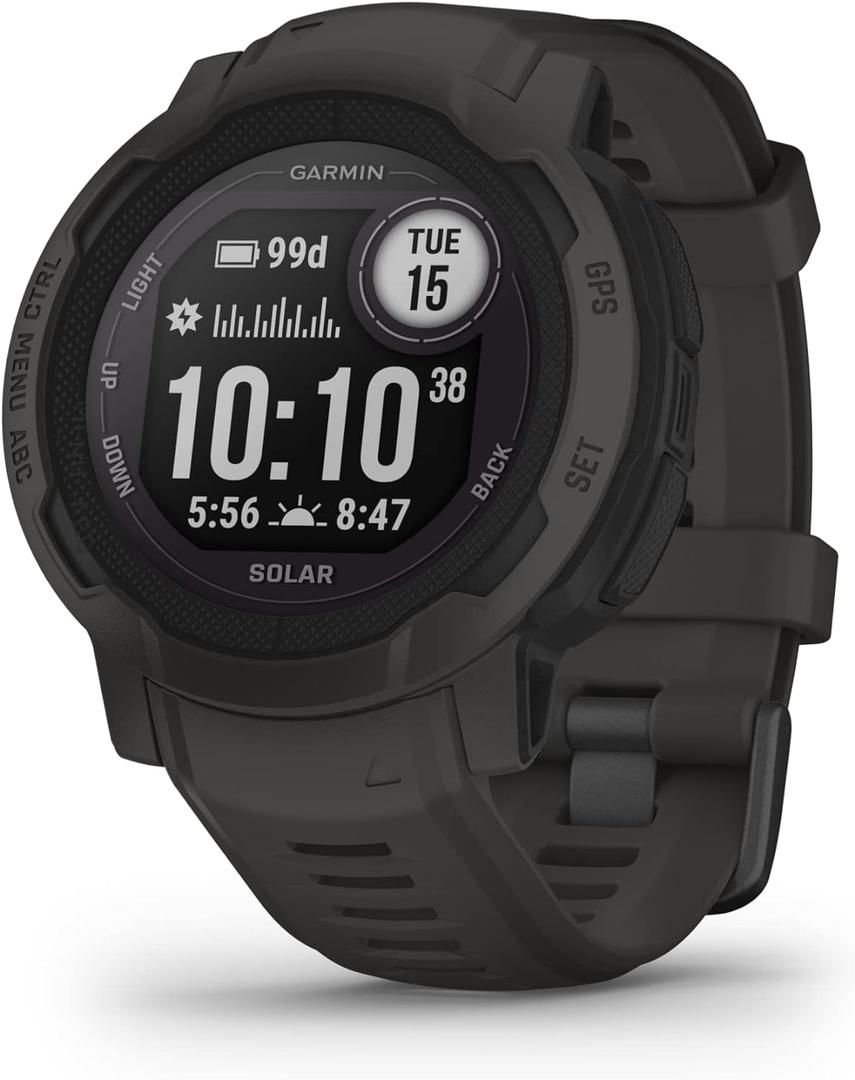Garmin Instinct 2 Solar, GPS Outdoor Watch, Solar Charging Capabilities, Multi-GNSS Support, Tracbak Routing, Graphite (45 MM)