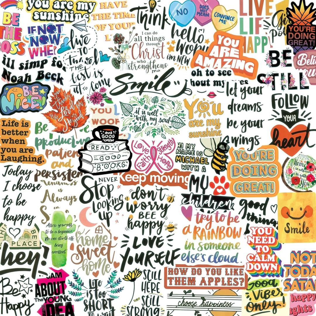 300PCS Inspirational Stickers for Water Bottles, Motivational Stickers for Adults, Teens, Teachers, Vinyl Waterproof Laptop Sticker for Hydroflasks Journaling Scrapbooking Vision Board Supplies