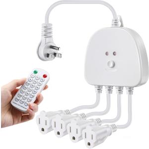 Christmas Light Controller with Remote, Multiple Lighting Effects, Timer, Dusk to Dawn Sensor Control, for Indoor Outdoor Holiday Xmas Lights, Waterproof (4 Channel/14 Functions,White)