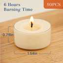 Crenovo Tea Lights Candles 50 Pack, Natural Soy Wax Tealights Candles Bulk 6 Hours Non-Toxic, Long Burning, Unscented Small Votive Cup Candles for Wedding, Party, Dinner, Emergency