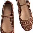 Woven Mesh Ballet Flats for Women Square Toe Mary Jane Flats Buckle Strap Flat Shoes Comfortable Ballerina Flats Dressy Mesh Shoes Casual Mary Janes for Women (8.5)