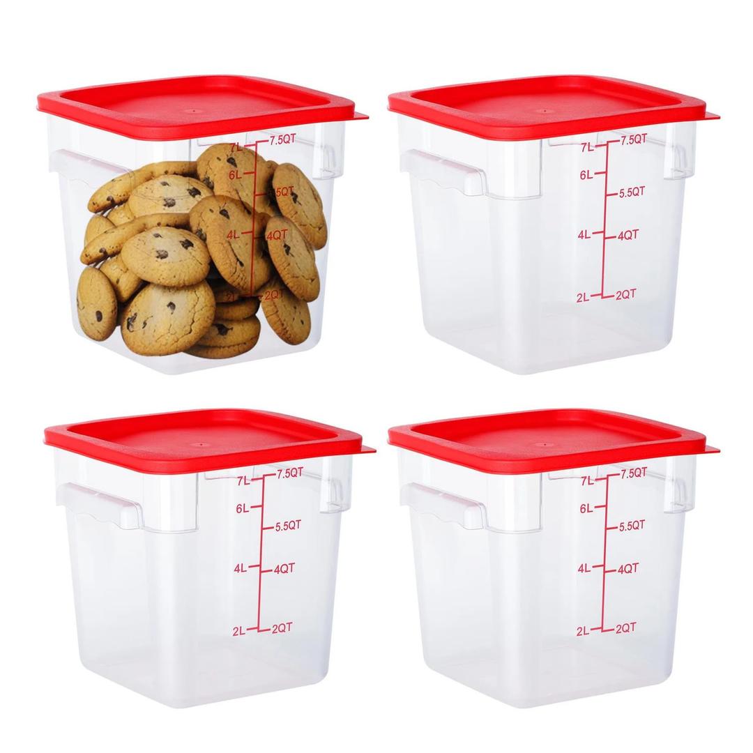 BIEAMA 4 Pack 8 Qt Square Food Storage Containers with Lids, NSF, Clear