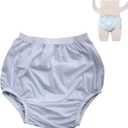 Incontinence Pants for Women Men,Waterproof,Reusable Adult Diaper,Plastic Underwear Pads,White,3 Pack ( Size : 2X-Large )