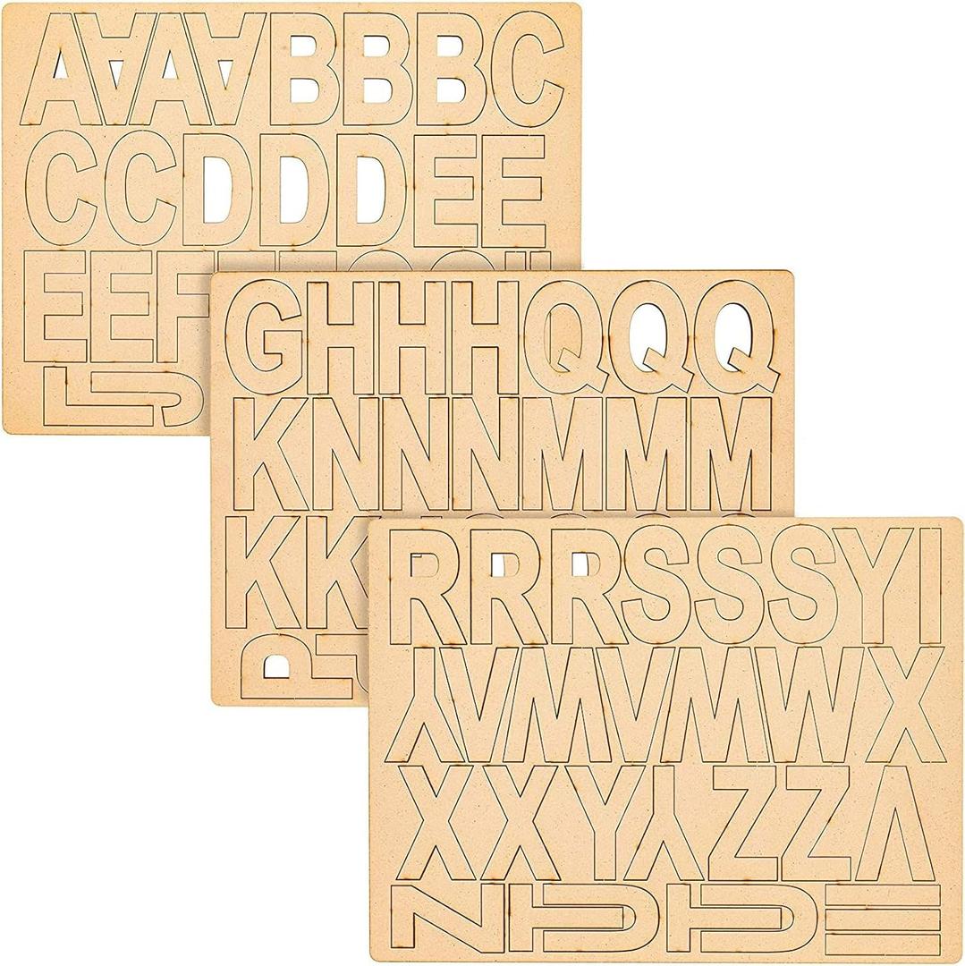 Wooden Alphabet, DIY Letters for Crafts (3 Inches, 83 Pack)