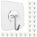 Jwxstore 23 Pack Adhesive Wall Hooks 33LB Heavy Duty No Drill Transparent Waterproof Hooks for Bathroom Kitchen Towel Coat Office Home Outdoor