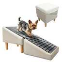 2-in-1 Split Ottoman Dog Ramp, Folding Pet Steps with Gentle 23 Incline, Portable Dog Stairs for Couch Bed, Perfect for Older Dogs, Khaki (20.08")