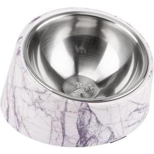 SuperDesign Mess Free 15 Slanted Bowl for Dogs and Cats, Tilted Angle Bulldog Bowl Dog Feeder, Non-Skid & Non-Spill, Easier to Reach Food L/2 Cup Marble Pattern