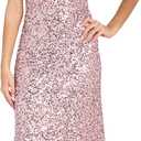 Cowl Neck Sequin Midi Evening Dress (7, Blush)