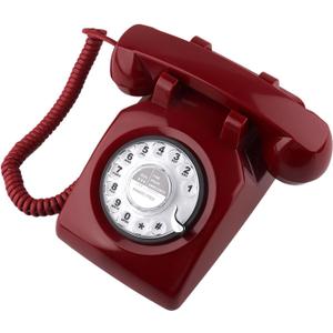 Retro Telephone, Classic Landline Telephone Vintage Old Fashioned Corded Telephone with Redial Function,for Home & Office Decor, Red