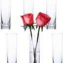 Glass Cylinder Bud Vases for Centerpieces, Clear Small Glass Flower Vases, 7 Inch Tall Glass Cylinder Vase for Wedding Table Home Decor, Slim Flower Vase for Single Bouquet Flower (6 Pack)