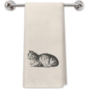 Retro Cat Dish Kitchen Towels, Cat Gifts for Cats Lovers Women, Cats Decorative Hand Towels for Bathroom, 16x24 Inch
