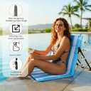 Stripes Foldable Pool Chair,Ultra-Light Portable Beach Chair with Carry Bag for Sunbathing Swimming Poolside Picnic Lawn Road Hiking Trips (1, Blue and White)