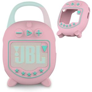 JCHPINE Silicone Cover Case for JBL Clip 5 Ultra Portable Bluetooth Speaker, Protective Skin Accessories for JBL Clip 5 Pro Sound Bluetooth Speaker Stand Up (Only Case) (Pink)