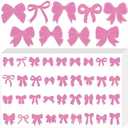 Spakon 1440 Pieces Tanning Sunbathing Stickers Perforated Body Self Adhesive Heart Butterfly Lips Tanning Bed Stickers for Face and Beach Accessories 9 Style(Pink,Bow)