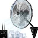 20” Wall Mount Fan 7000 CFM High Velocity Wall Industrial Fan 120° Oscillating Fans 3-Speed for Household, Commercial Use - ETL Listed, Black