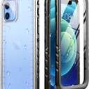 SOKUSIN for iPhone 12/12 Pro Case Waterproof - Dustproof Shock Drop Proof Case with Built-in Screen & Lens Protector, Full Body Rugged Underwater Protective Cover, 6.1" Black/Frosted Clear