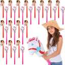 Chivao 30 Pack Inflatable Stick Horse Toy Horse on a Stick Horse Stick Toy Horse Head Stick Balloon Bulk for Cowgirl Cowboy Western Themed Birthday Party Baby Shower Decorations, 37 Inch (Red Pink)