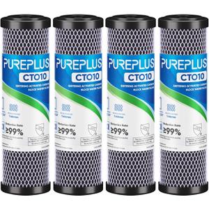 1 Micron 2.5" x 10" Whole House CTO Carbon Water Filter Cartridge Replacement for Under Sink Water Filter System, Dupont WFPFC8002, WFPFC9001, FXWTC, SCWH-5, WHEF-WHWC, WHCF-WHWC, AMZN-SCWH-5, 4Pack