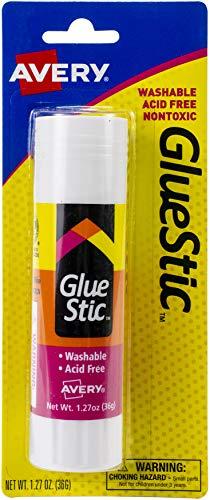 Avery Glue Stic - Washable, Non-Toxic Glue Sticks for Classroom, Crafting, and Office Use, 1.27 oz., 1 Stick, White (00191) and Avery Glue Stick White, Washable, Nontoxic, 0.26 oz. Permanent Glue Stic, 3pk (00164)
