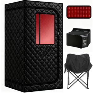 Upgraded Hot Air Sauna, Portable Dry Wind Saunas with 660nm Red Light Lamp, Time & 165 Temperature Remote Control, Upgraded Comfortable Chair