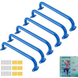 BiJun17 inch Metal Playground Handles,Monkey Bars Indoor Heavy Duty Ceiling Grab Bars for Indoor Outdoor Playgrounds Climbing Frames,Treehouses and Wall ladders (Blue Set of 6)