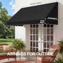 Outdoor Door & Window Awning 71.65" W x 30" D, Powder Coated Steel Frame, UV & Waterproof Fabric, Quick Install, Patio, Balcony, Front Entrance Shade, Black