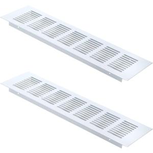 Geesatis 11.8 x 3.1 inch / 300 x 80 mm Rectangle Shape Mesh Air Vent for Cabinet Shoe Cabinet Hardware Accessories Ventilation Cover, with Mounting Screws, White, 2 Pcs