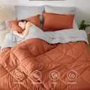 Bedsure Full Size Comforter Set - 7 Pieces Reversible Burnt Orange Bedding, Full Size Bed Set for All Seasons, Bed in a Bag with Down Alternative Comforter, Sheets, Pillowcases & Shams