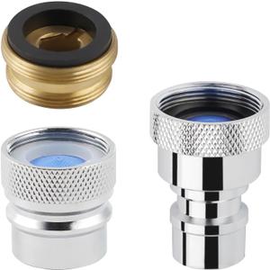 Hygie Rinse 2pcs Portable Dishwasher Faucet Adapter, Kitchen Sink Faucet Adapter Connection for Dishwasher, Can Be Used As Faucet Aerator, 15/16-27 Male Outside and 55/64-27 Female Inside, Chrome