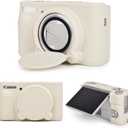 MUZIRI KINOKOO Silicone Case Compatible for Canon Powershot SX740/SX730 HS Digital Camera - Soft Rubber Protective Sleeve with Removable Lens Cover - Anti-Slip & Anti-Scratch - Off White